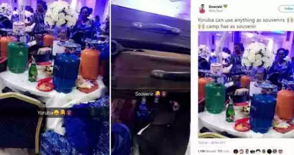 Oh Wow! Gas Cooker, Travelling Bags Shared As Souvenir At A Nigerian Wedding (Photos)